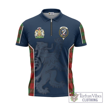 Lennox Tartan Zipper Polo Shirt with Family Crest and Lion Rampant Vibes Sport Style