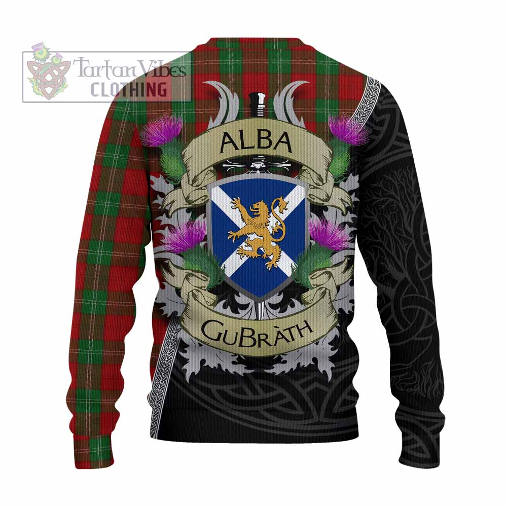 Tartan Vibes Clothing Lennox Tartan Family Crest Knitted Sweater Lion Rampant Royal Thistle Shield Celtic Inspired