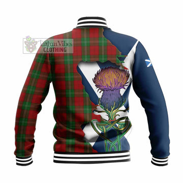 Lennox Tartan Family Crest Baseball Jacket Scottish Thistle Celtic Inspired