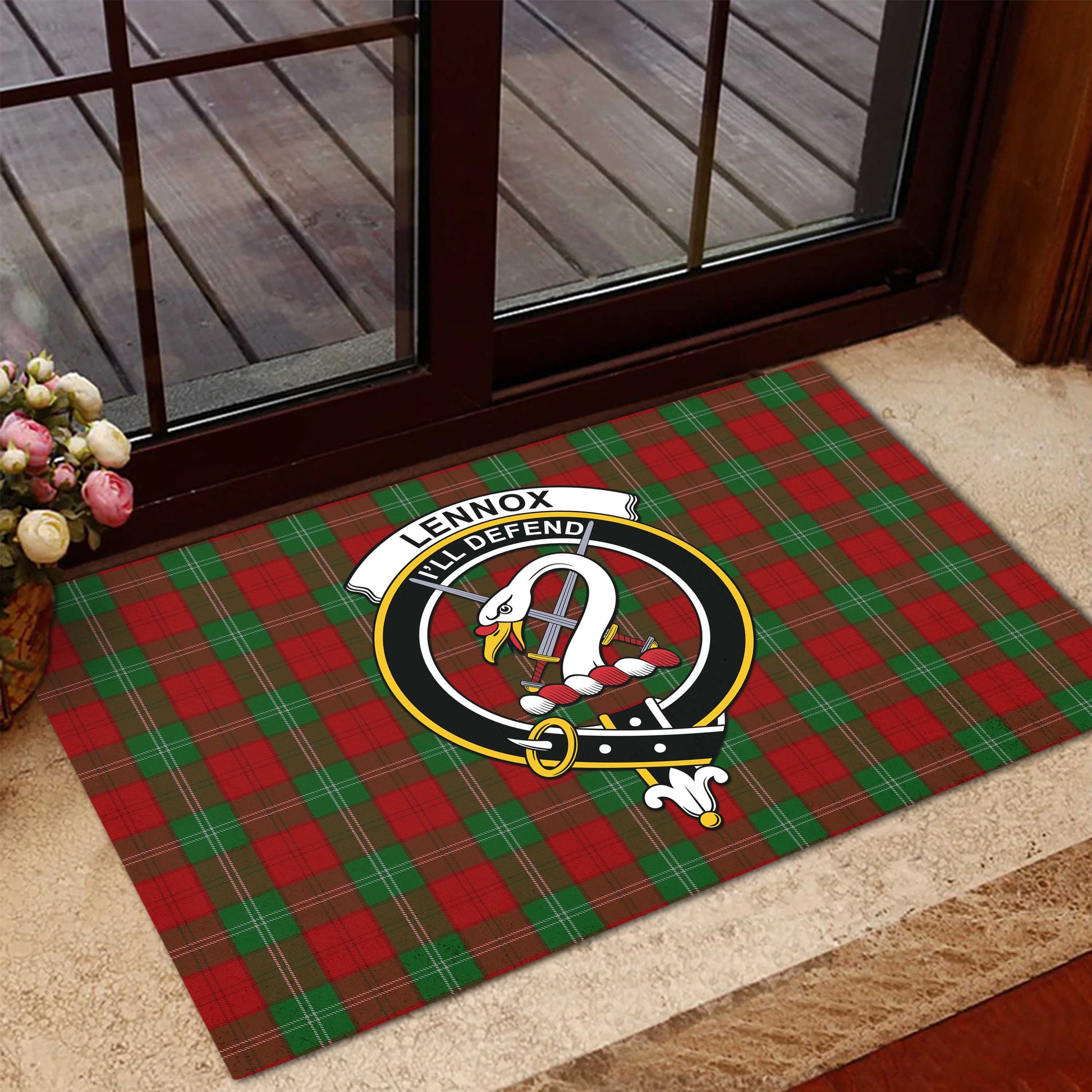 Lennox Tartan Rubber Doormat with Family Crest - Tartan Vibes Clothing