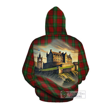 Lennox Tartan Family Crest Cotton Hoodie with Scottish Ancient Castle Style