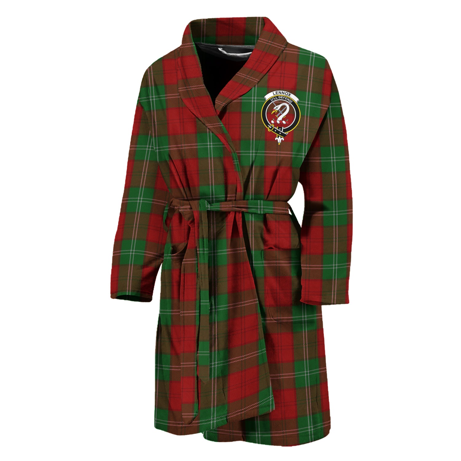 Lennox Tartan Bathrobe with Family Crest Unisex M - Tartan Vibes Clothing
