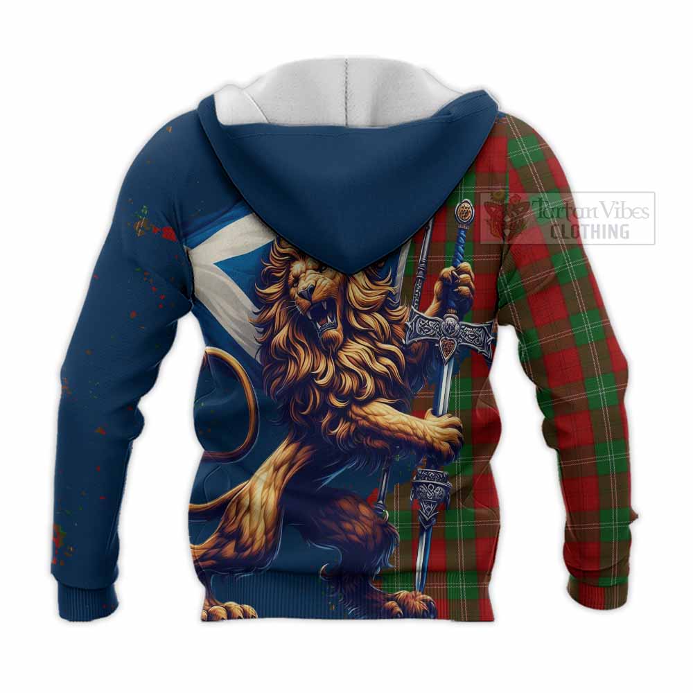 Tartan Vibes Clothing Lennox Tartan Family Crest Knitted Hoodie with Scottish Majestic Lion