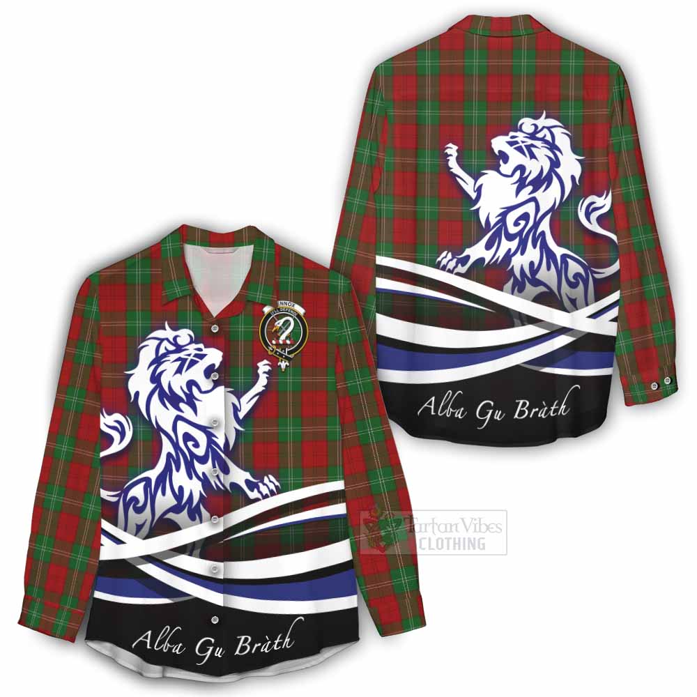 Tartan Vibes Clothing Lennox Tartan Women's Casual Shirt with Alba Gu Brath Regal Lion Emblem