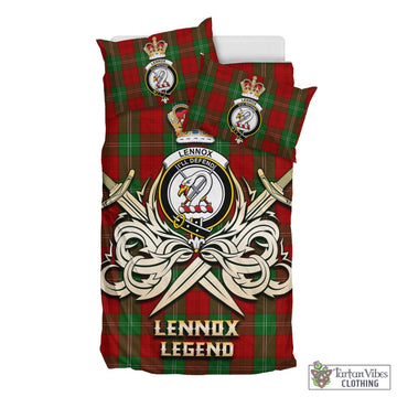 Lennox Tartan Bedding Set with Clan Crest and the Golden Sword of Courageous Legacy