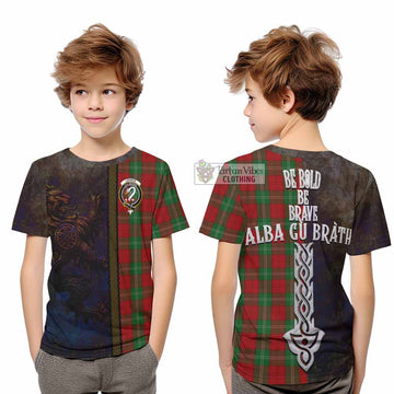 Lennox Tartan Family Crest Kid T-Shirt Alba Gu Brath Be Brave Lion Ancient Style