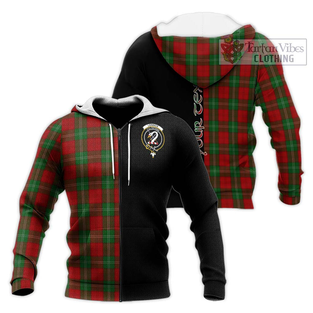 Lennox Tartan Knitted Hoodie with Family Crest and Half Of Me Style Unisex Knitted Zip Hoodie - Tartanvibesclothing Shop