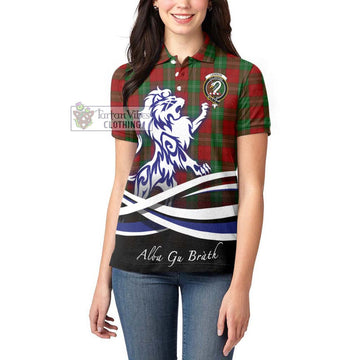 Lennox Tartan Women's Polo Shirt with Alba Gu Brath Regal Lion Emblem - Tartanvibesclothing Shop