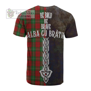 Lennox Tartan Family Crest Cotton T-shirt Alba Gu Brath Be Brave Lion Ancient Style
