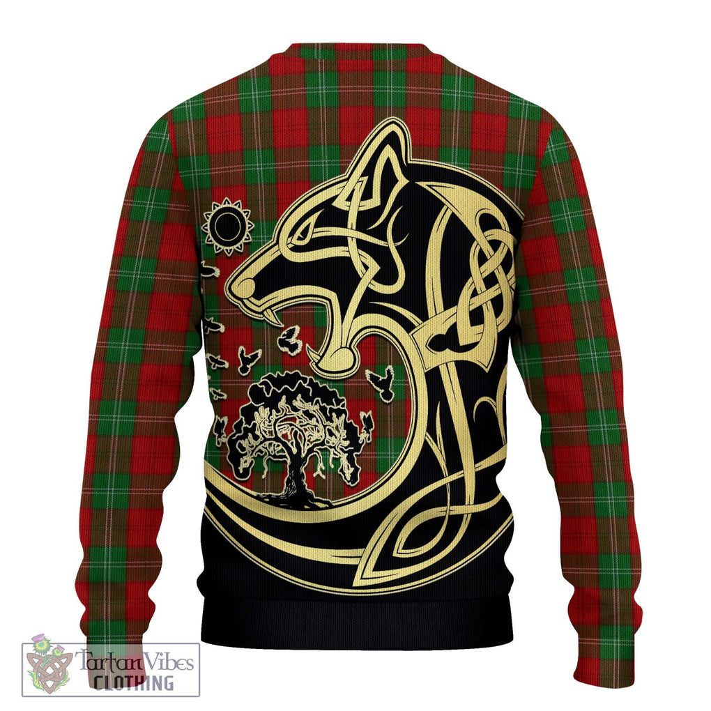 Lennox Tartan Knitted Sweater with Family Crest Celtic Wolf Style - Tartan Vibes Clothing