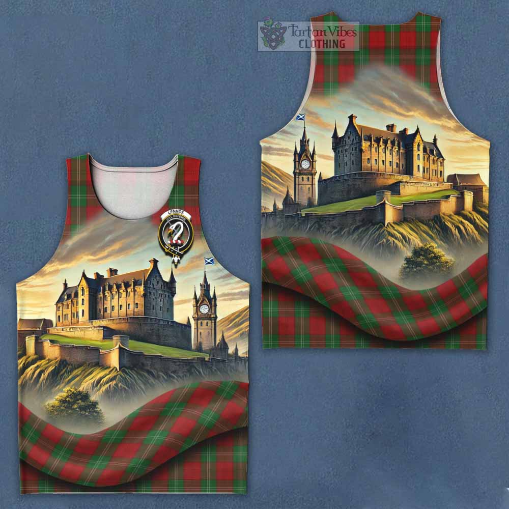 Tartan Vibes Clothing Lennox Tartan Family Crest Men's Tank Top with Scottish Ancient Castle Style