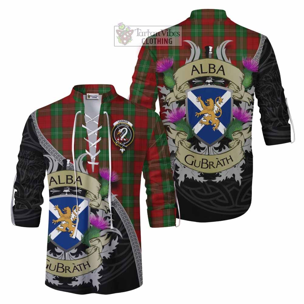 Tartan Vibes Clothing Lennox Tartan Family Crest Ghillie Kilt Shirt Lion Rampant Royal Thistle Shield Celtic Inspired