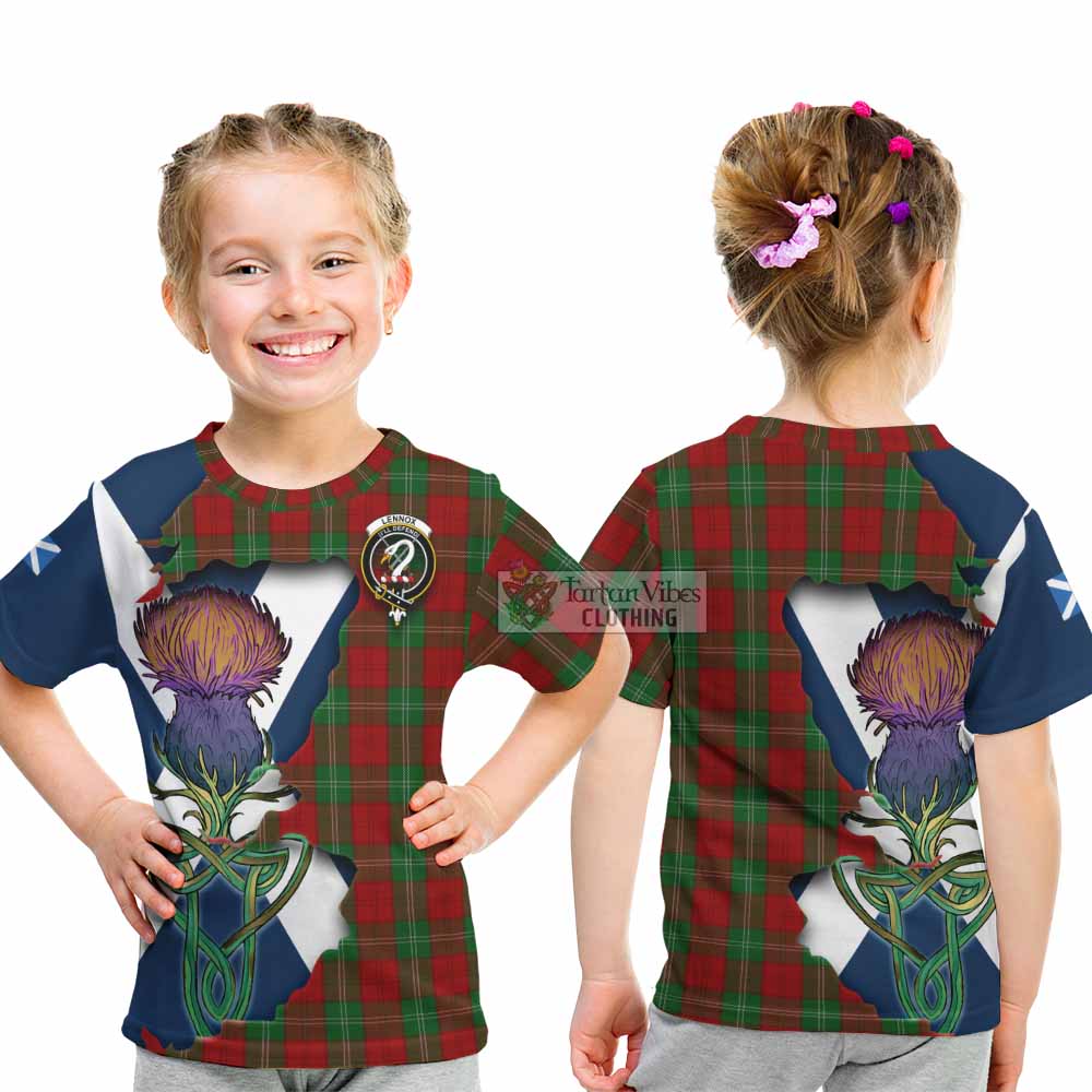 Tartan Vibes Clothing Lennox Tartan Family Crest Kid T-Shirt Scottish Thistle Celtic Inspired