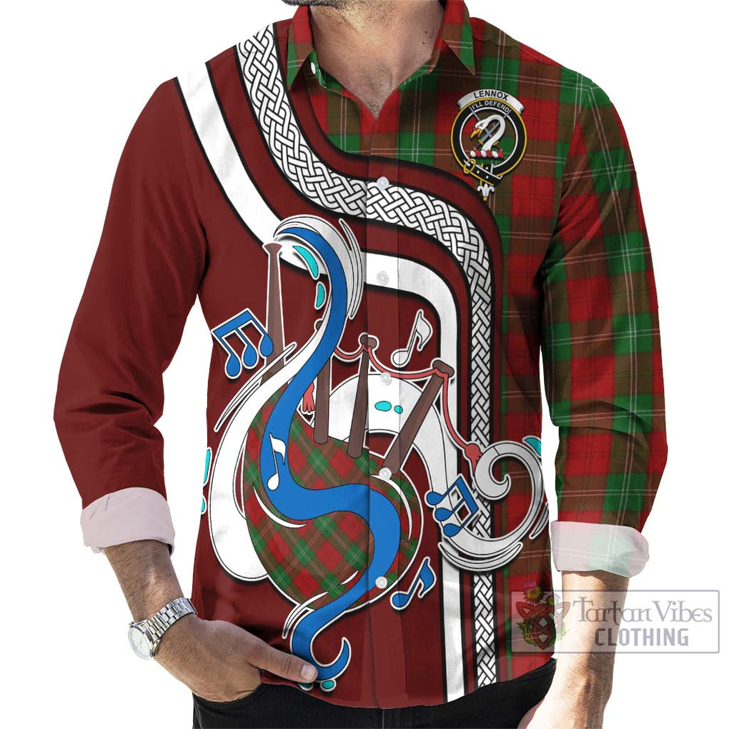 Lennox Tartan Long Sleeve Button Shirt with Epic Bagpipe Style - Tartanvibesclothing Shop