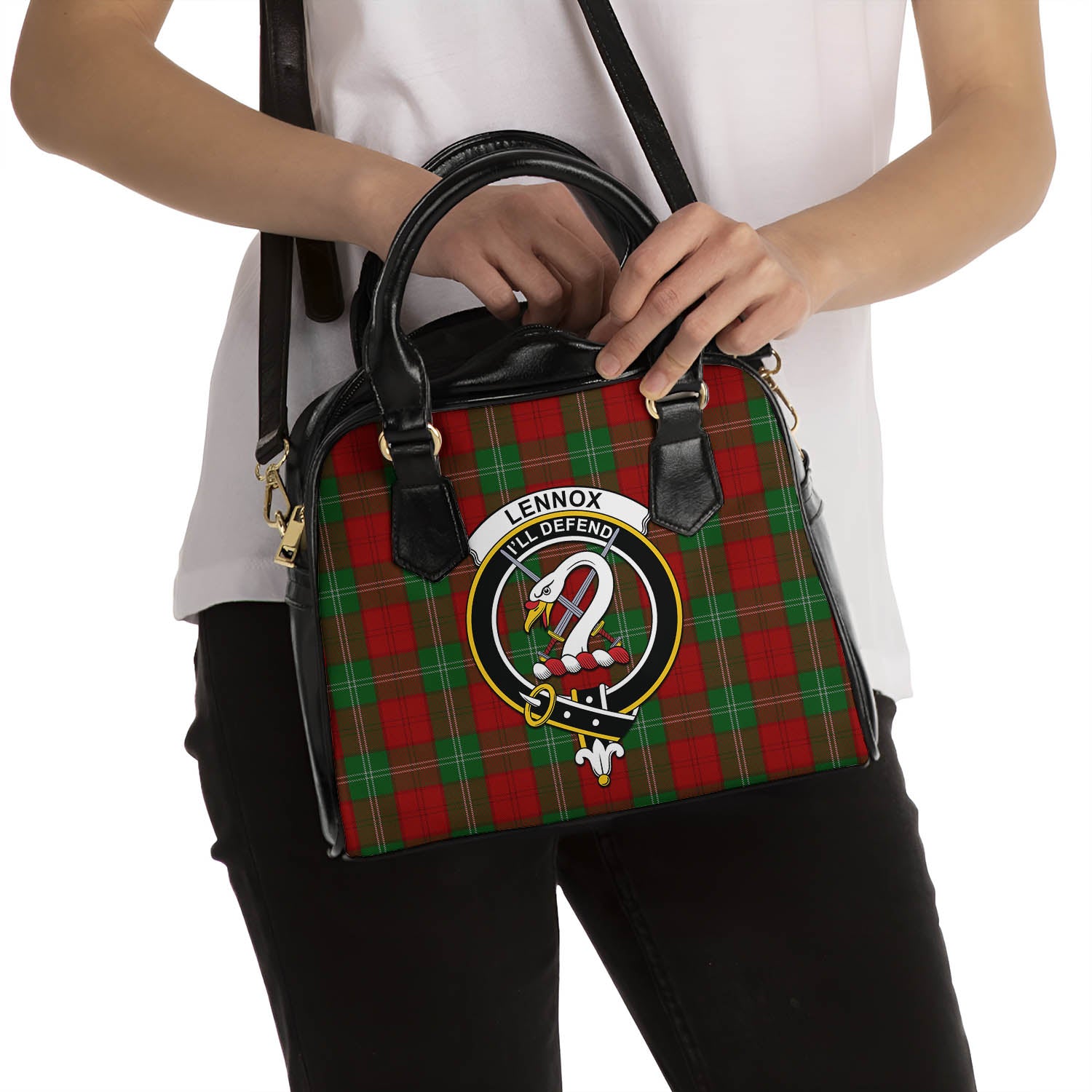 Lennox Tartan Shoulder Handbags with Family Crest - Tartanvibesclothing
