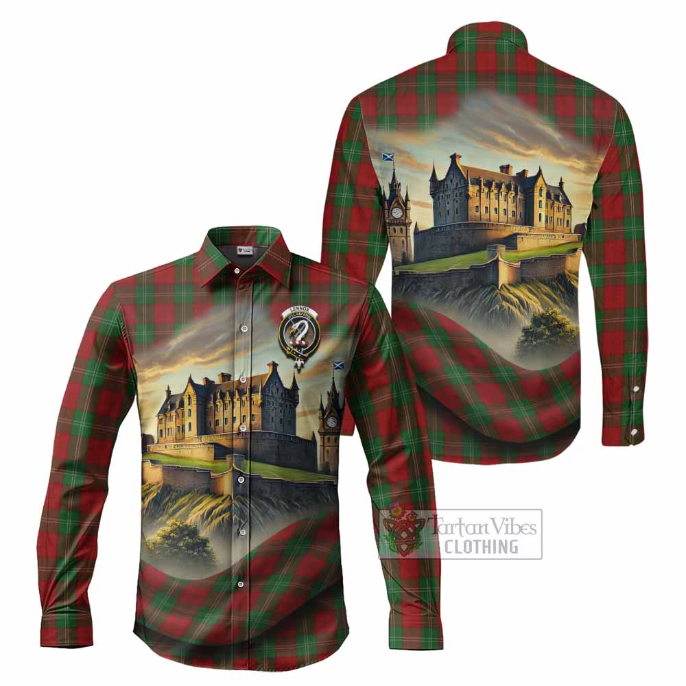 Tartan Vibes Clothing Lennox Tartan Family Crest Long Sleeve Button Shirt with Scottish Ancient Castle Style