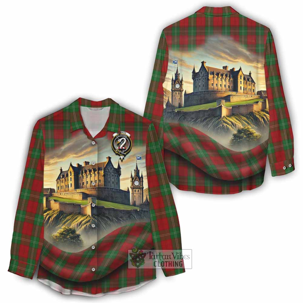 Tartan Vibes Clothing Lennox Tartan Family Crest Women's Casual Shirt with Scottish Ancient Castle Style