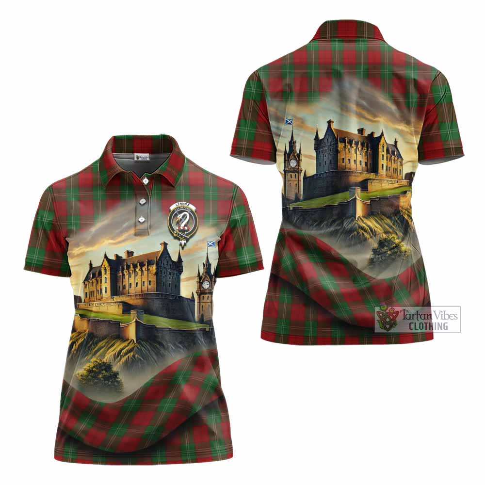 Tartan Vibes Clothing Lennox Tartan Family Crest Women's Polo Shirt with Scottish Ancient Castle Stype