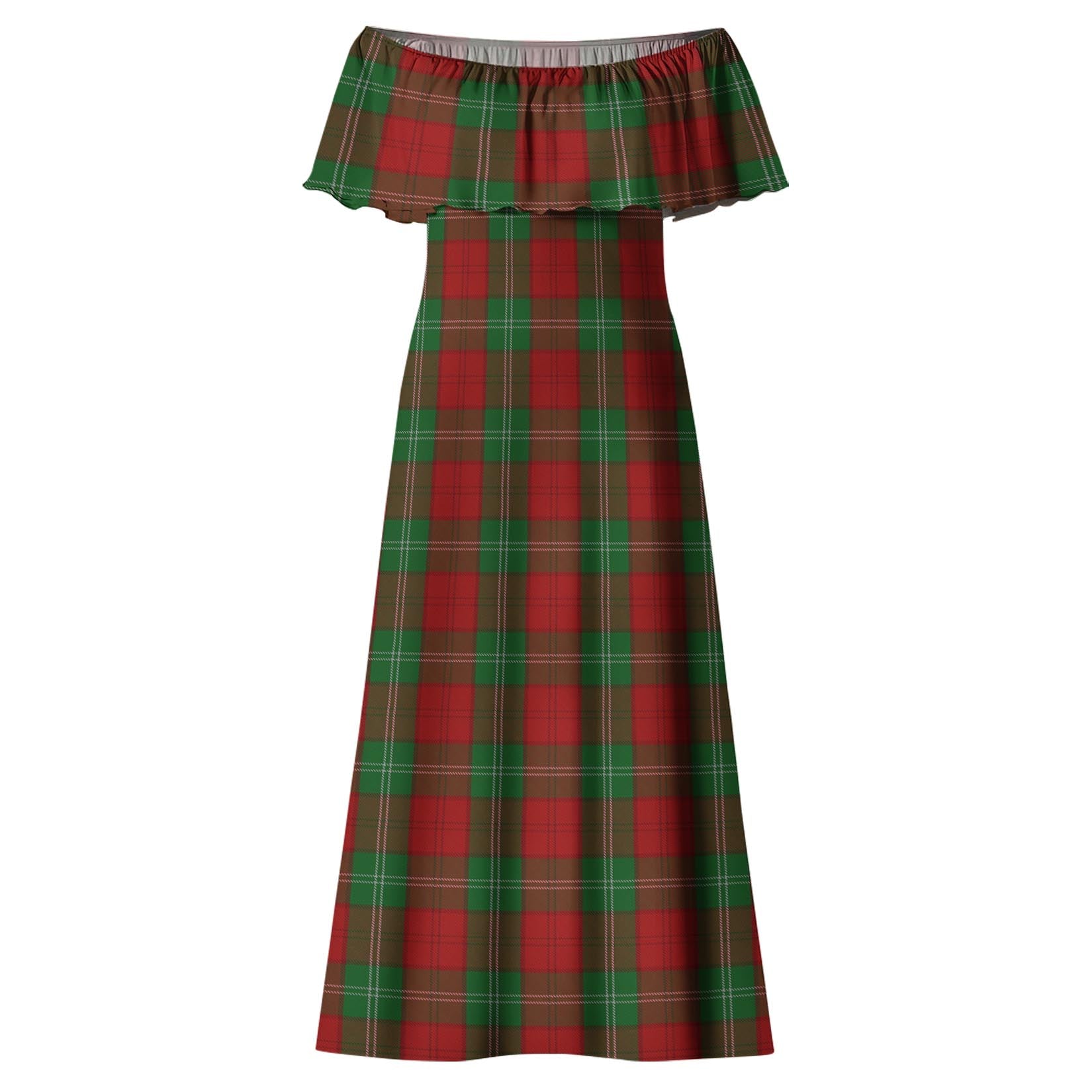 Lennox Tartan Off Shoulder Long Dress - Tartanvibesclothing