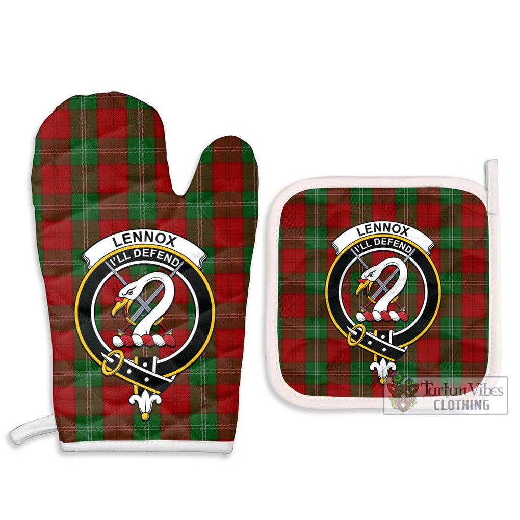 Lennox Tartan Combo Oven Mitt & Pot-Holder with Family Crest Combo 1 Oven Mitt & 2 Pot-Holder White - Tartan Vibes Clothing
