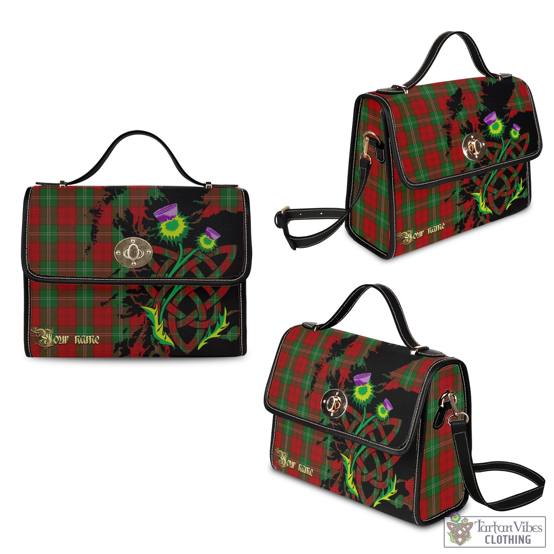 Tartan Vibes Clothing Lennox Tartan Waterproof Canvas Bag with Scotland Map and Thistle Celtic Accents
