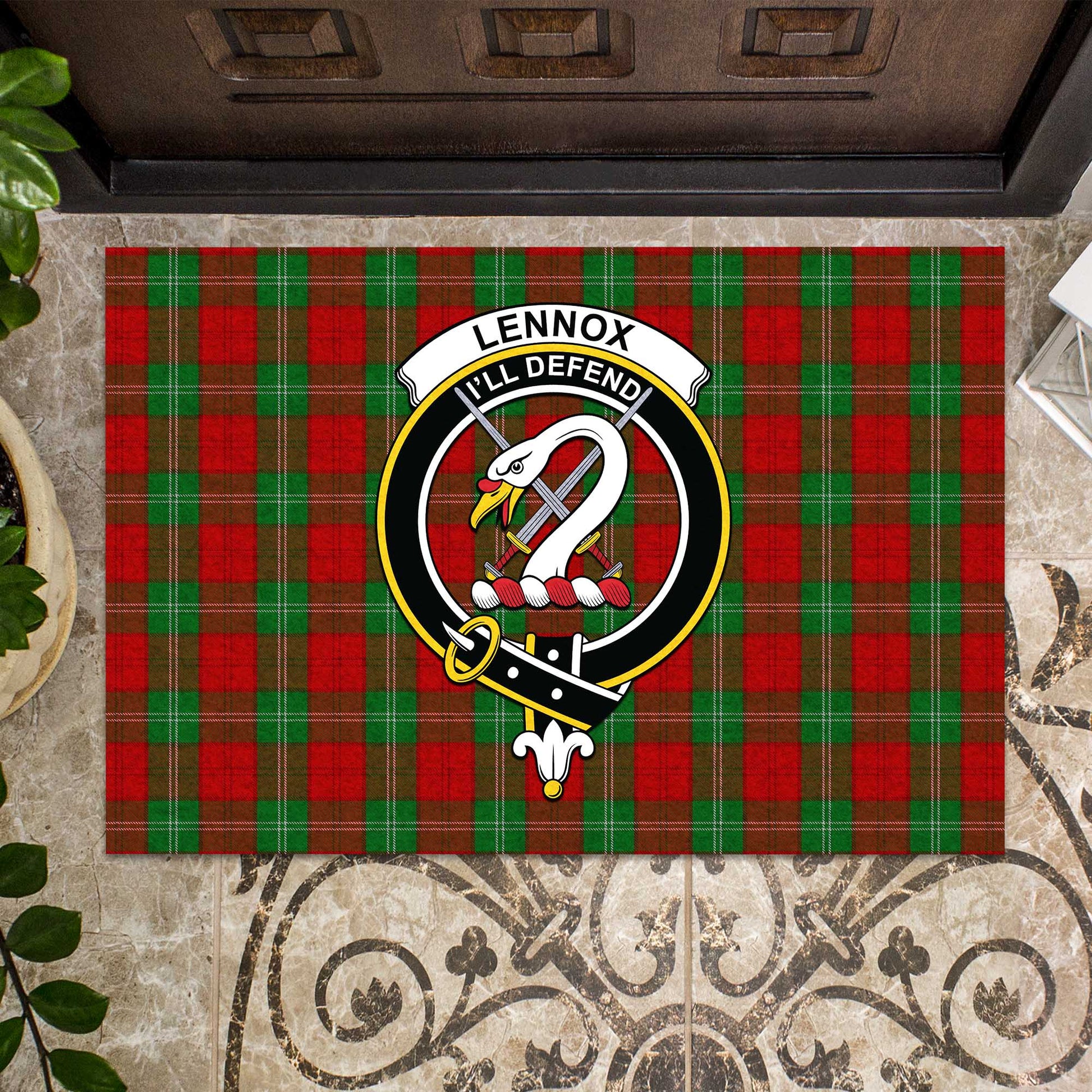 Lennox Tartan Rubber Doormat with Family Crest - Tartan Vibes Clothing