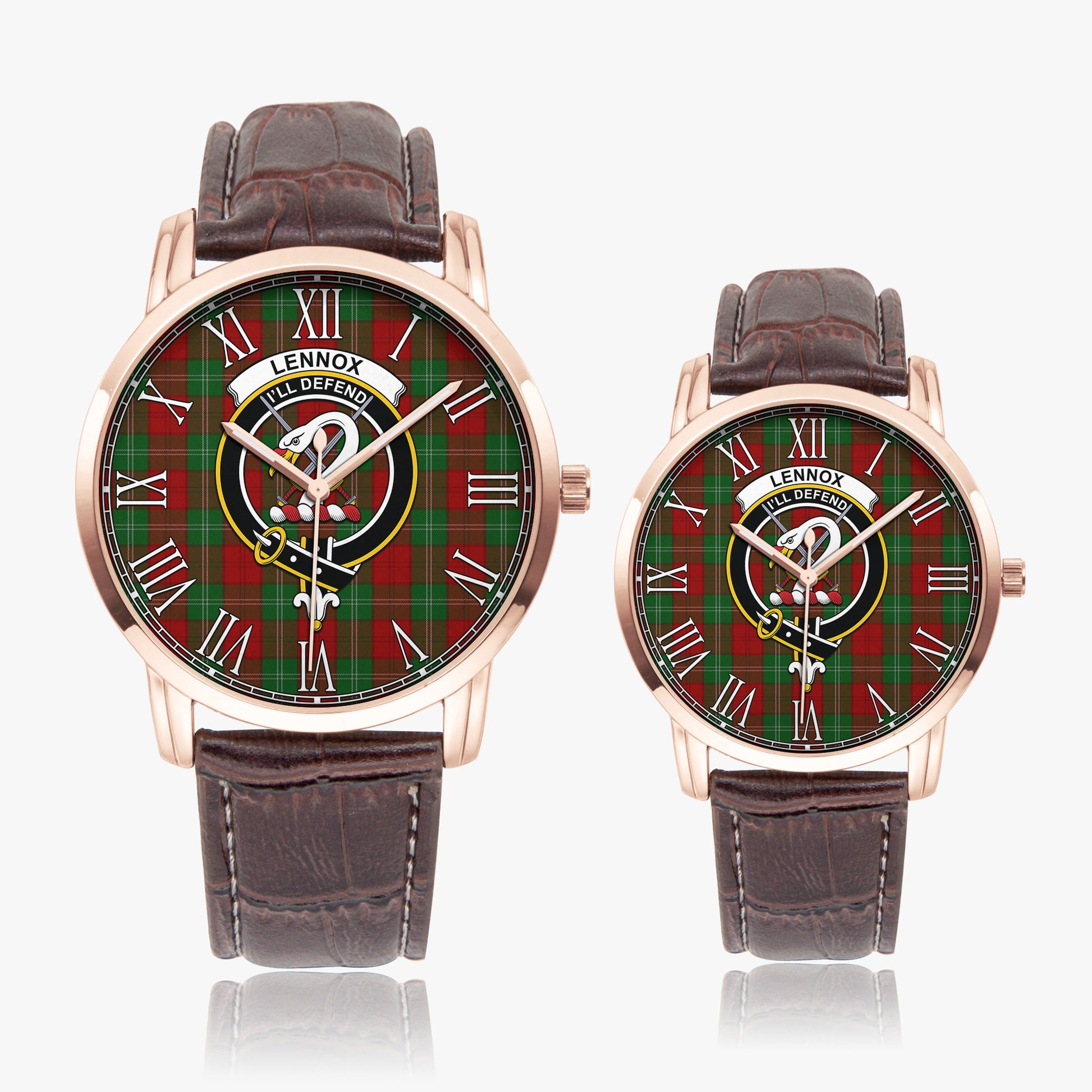 Lennox Tartan Family Crest Leather Strap Quartz Watch - Tartanvibesclothing