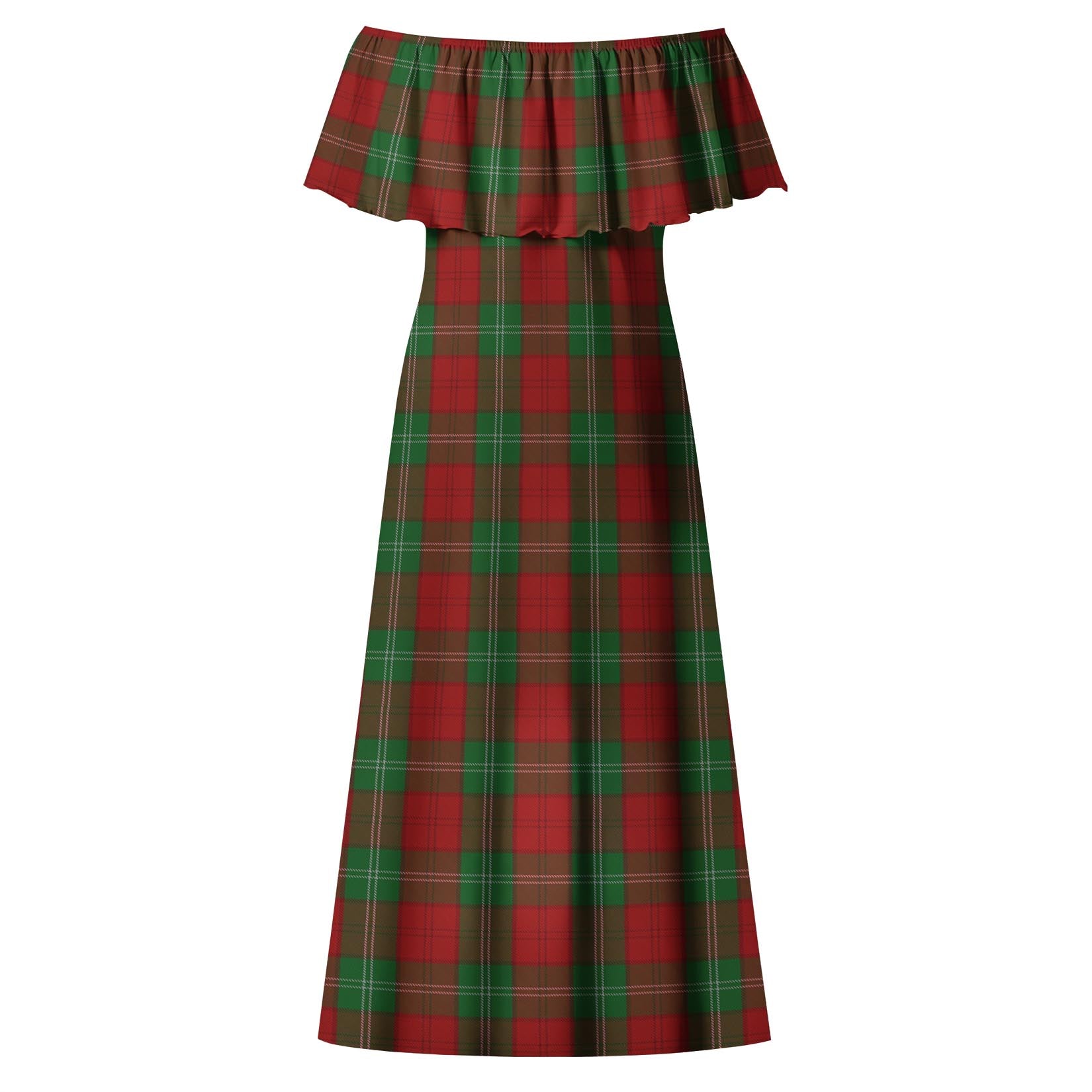 Lennox Tartan Off Shoulder Long Dress - Tartanvibesclothing