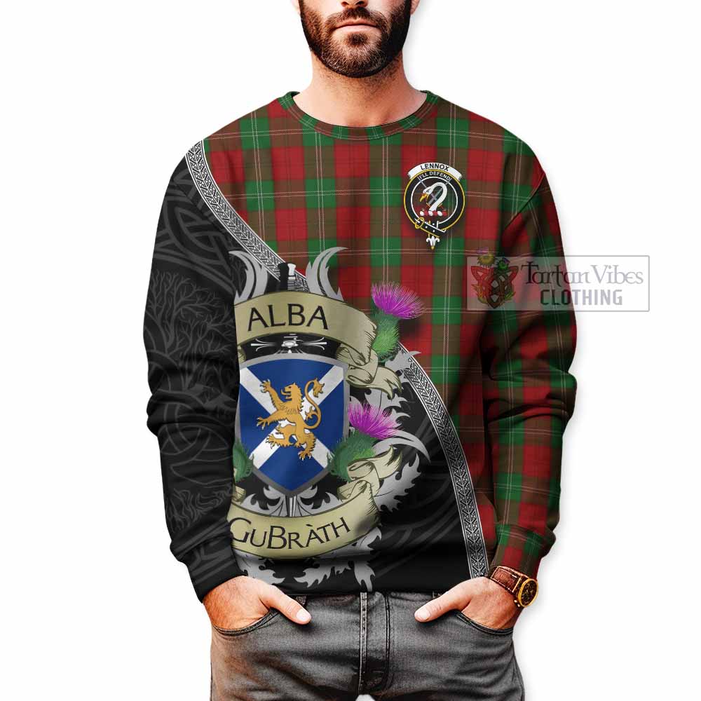 Tartan Vibes Clothing Lennox Tartan Family Crest Sweatshirt Lion Rampant Royal Thistle Shield Celtic Inspired