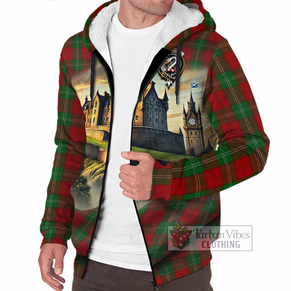 Tartan Vibes Clothing Lennox Tartan Family Crest Sherpa Hoodie with Scottish Ancient Castle Style