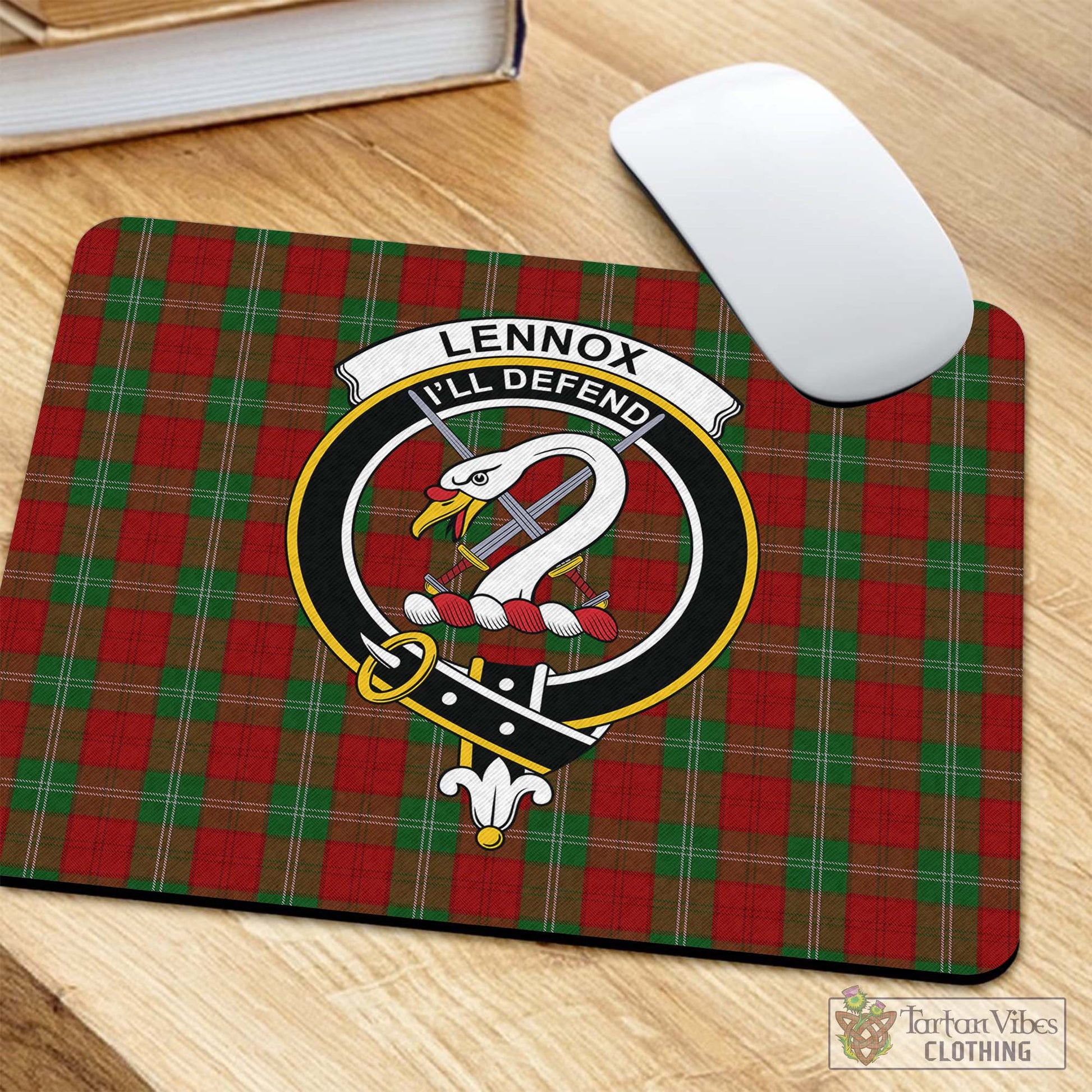 Tartan Vibes Clothing Lennox Tartan Mouse Pad with Family Crest