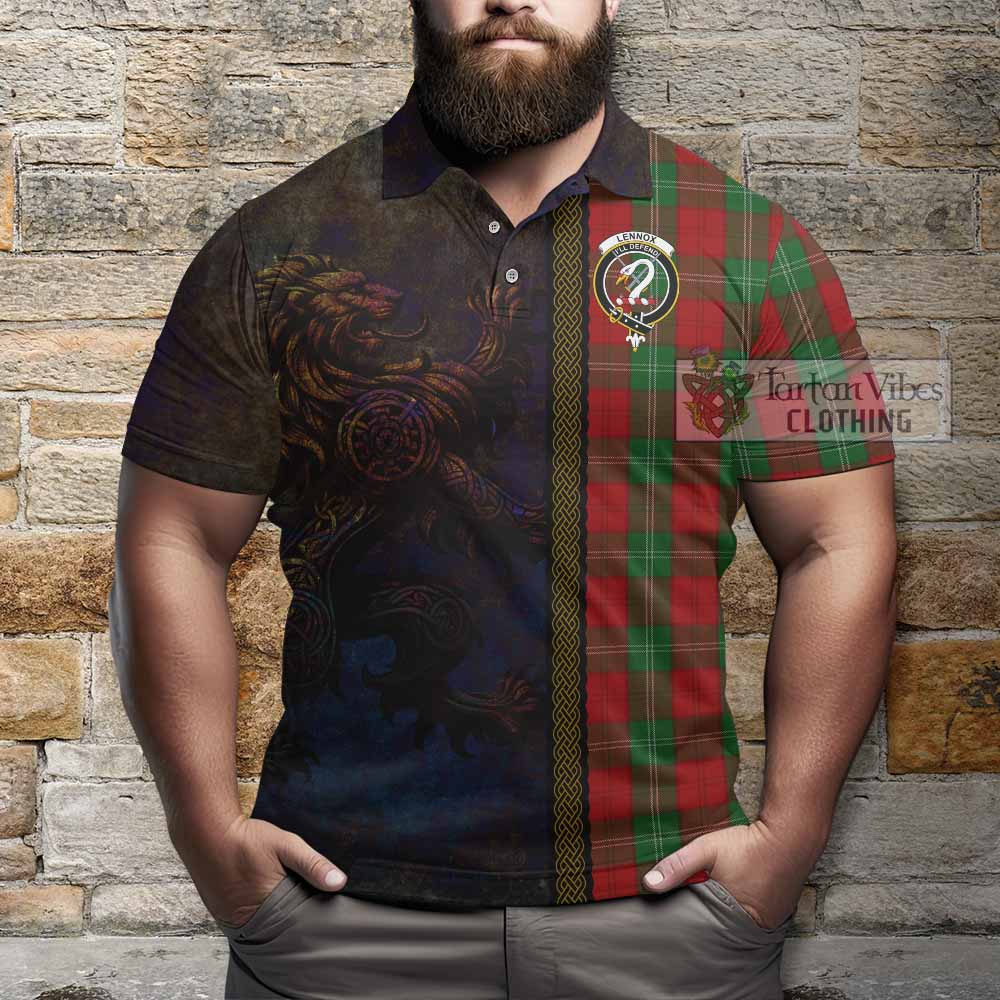 Tartan Vibes Clothing Lennox Tartan Family Crest Polo Shirt Alba Gu Brath Be Brave Lion Ancient Style