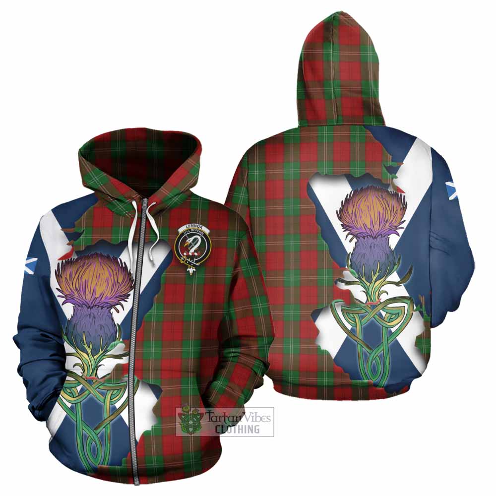 Tartan Vibes Clothing Lennox Tartan Family Crest Hoodie Scottish Thistle Celtic Inspired