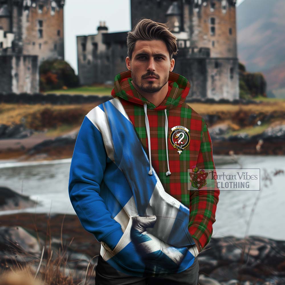 Tartan Vibes Clothing Lennox Tartan Cotton Hoodie with Family Crest Scotland Patriotic Style