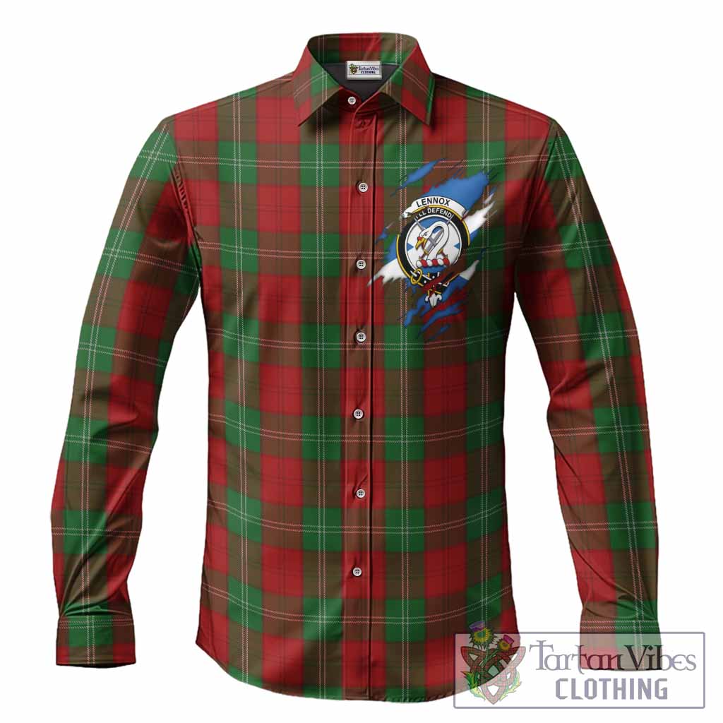 Lennox Clan Crest In Me Tartan Long Sleeve Button Shirts Scotland Flag Style