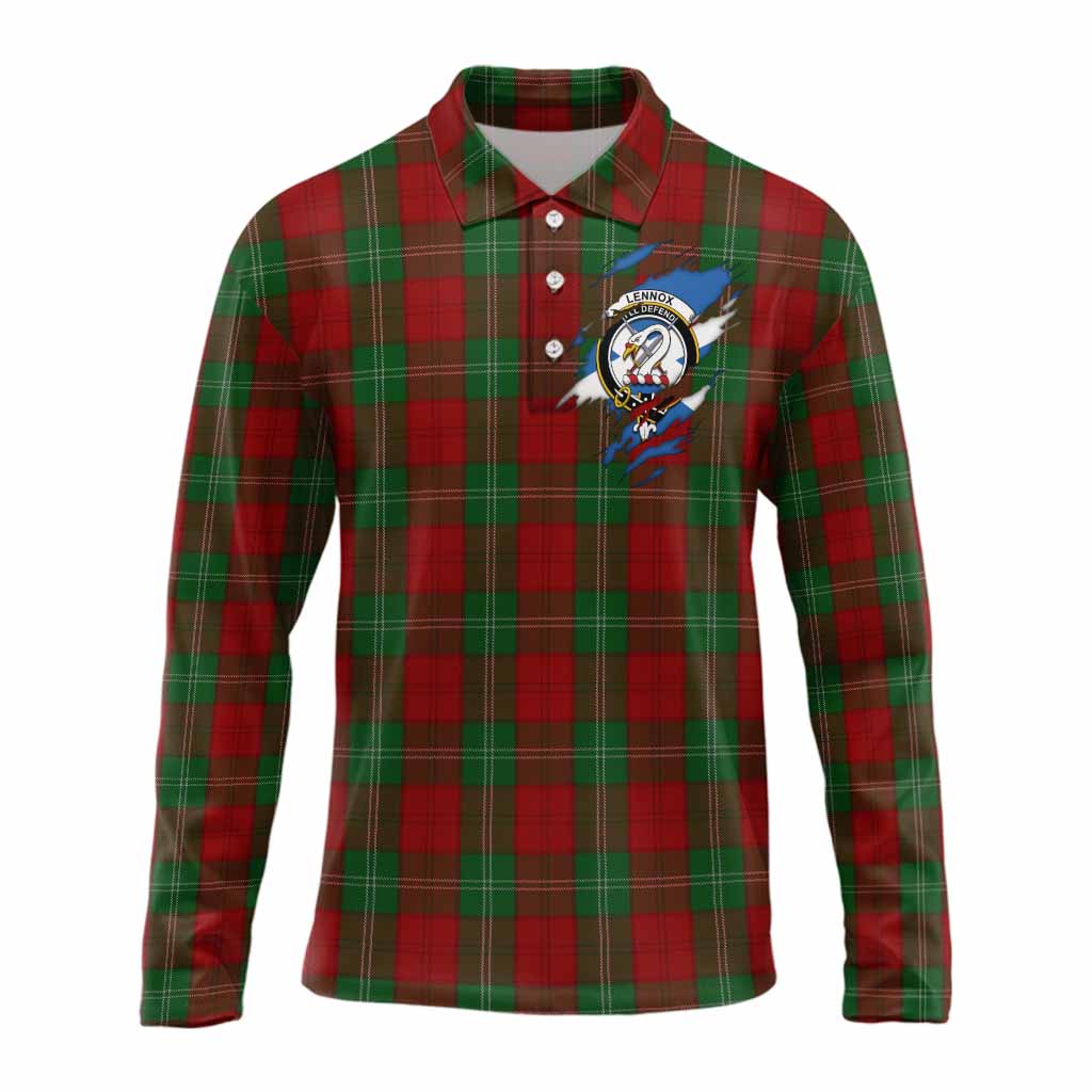 Lennox Clan Crest In Me Tartan Long Sleeve Polo Shirt Scotland Flag Style