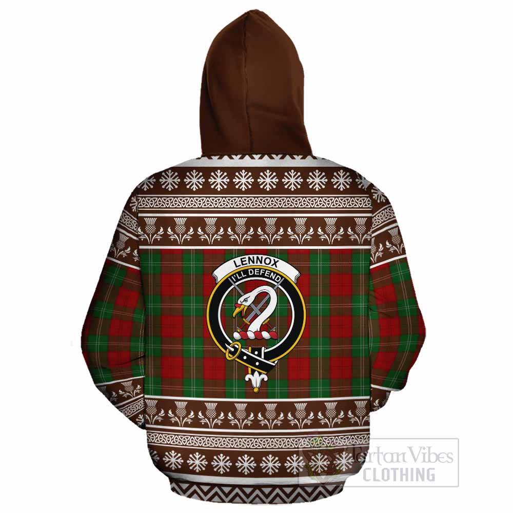 Lennox Clan Tartan Christmas Cotton Hoodie with Family Crest - Tartan Vibes Clothing