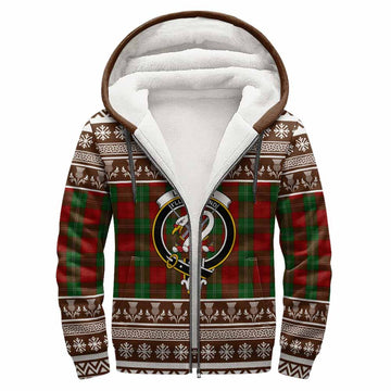Lennox Clan Tartan Christmas Fleece Hoodie with Family Crest