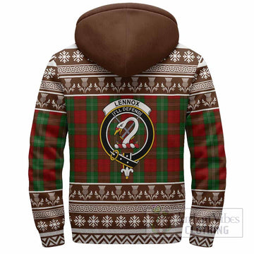 Lennox Clan Tartan Christmas Fleece Hoodie with Family Crest