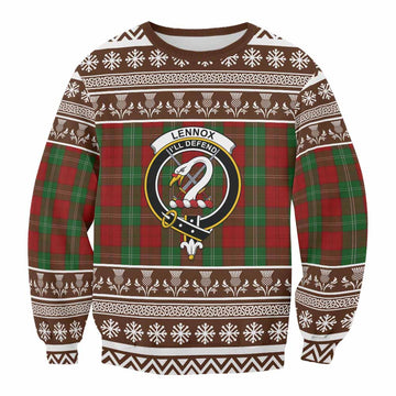 Lennox Clan Tartan Christmas Sweatshirt with Family Crest
