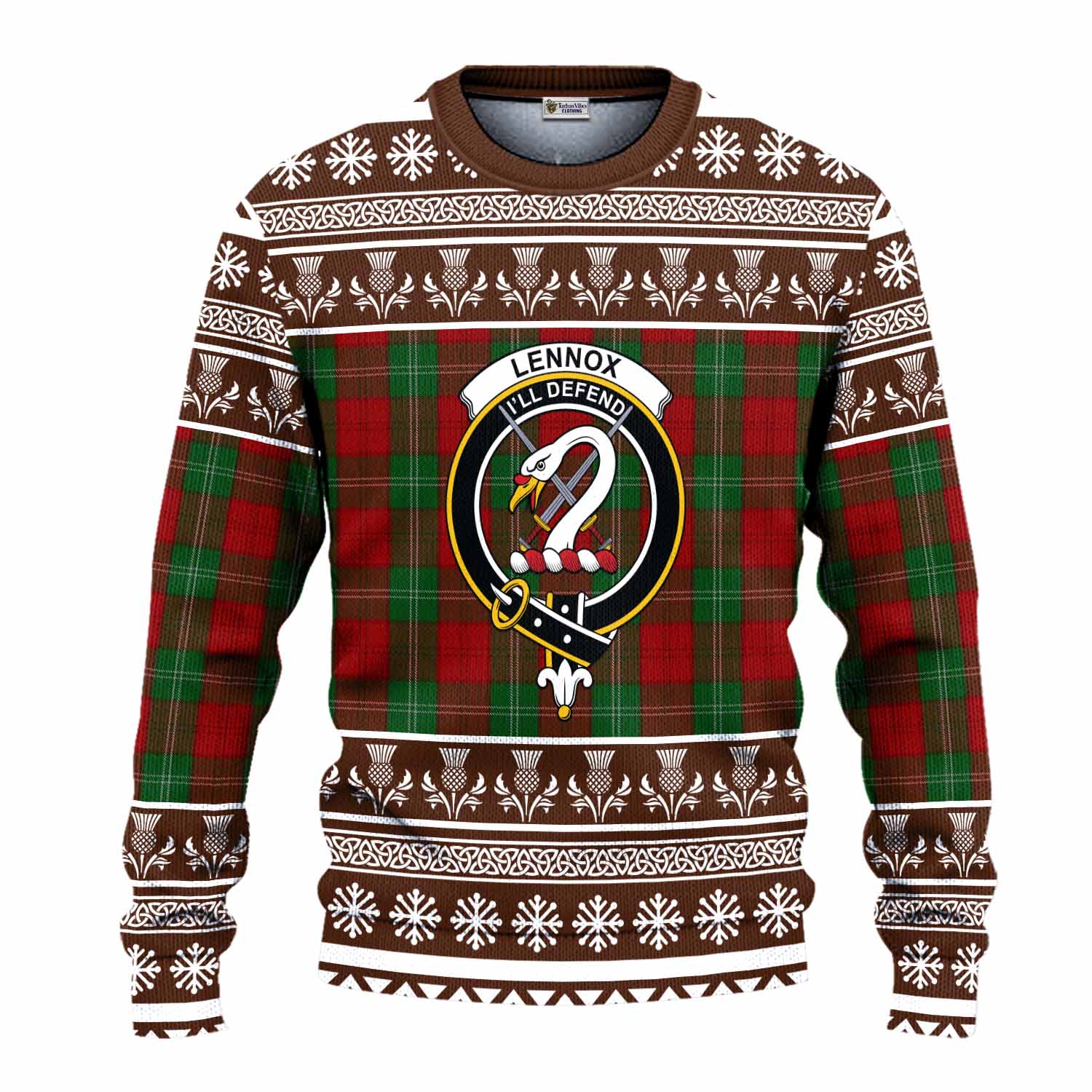Lennox Clan Tartan Christmas Ugly Sweater with Family Crest - Tartan Vibes Clothing