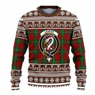 Lennox Clan Tartan Christmas Ugly Sweater with Family Crest