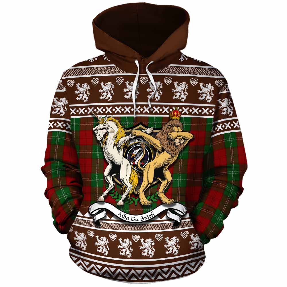 Lennox Clan Tartan Crest Christmas Cotton Hoodie Coat of Arms Funny Style - Tartan Vibes Clothing