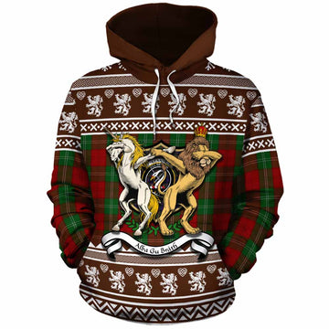 Lennox Clan Tartan Crest Christmas Cotton Hoodie Coat of Arms Funny Style