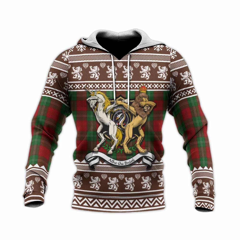 Lennox Clan Tartan Crest Christmas Knitted Hoodie Coat of Arms Funny Style - Tartan Vibes Clothing