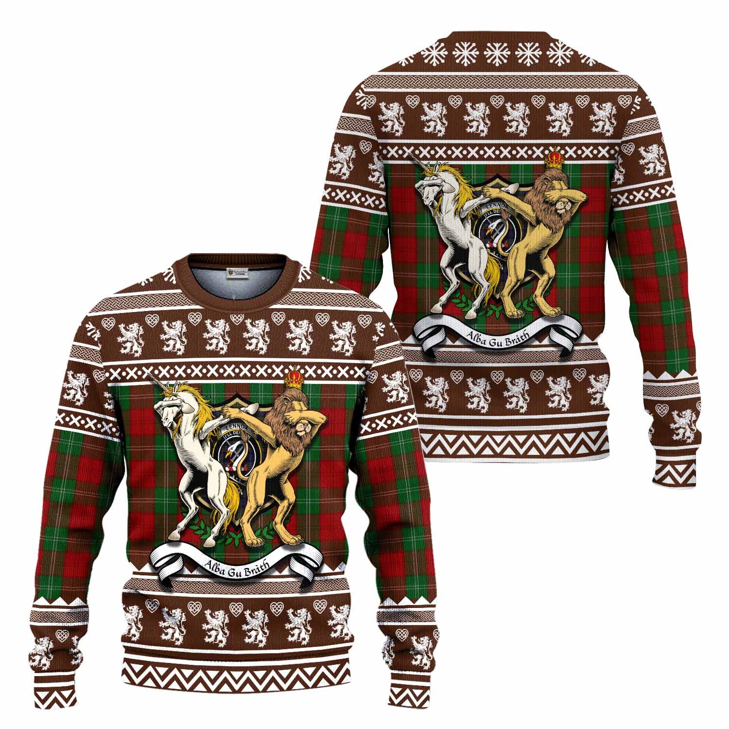Lennox Clan Tartan Crest Christmas Ugly Sweater Coat of Arms Funny Style - Tartan Vibes Clothing