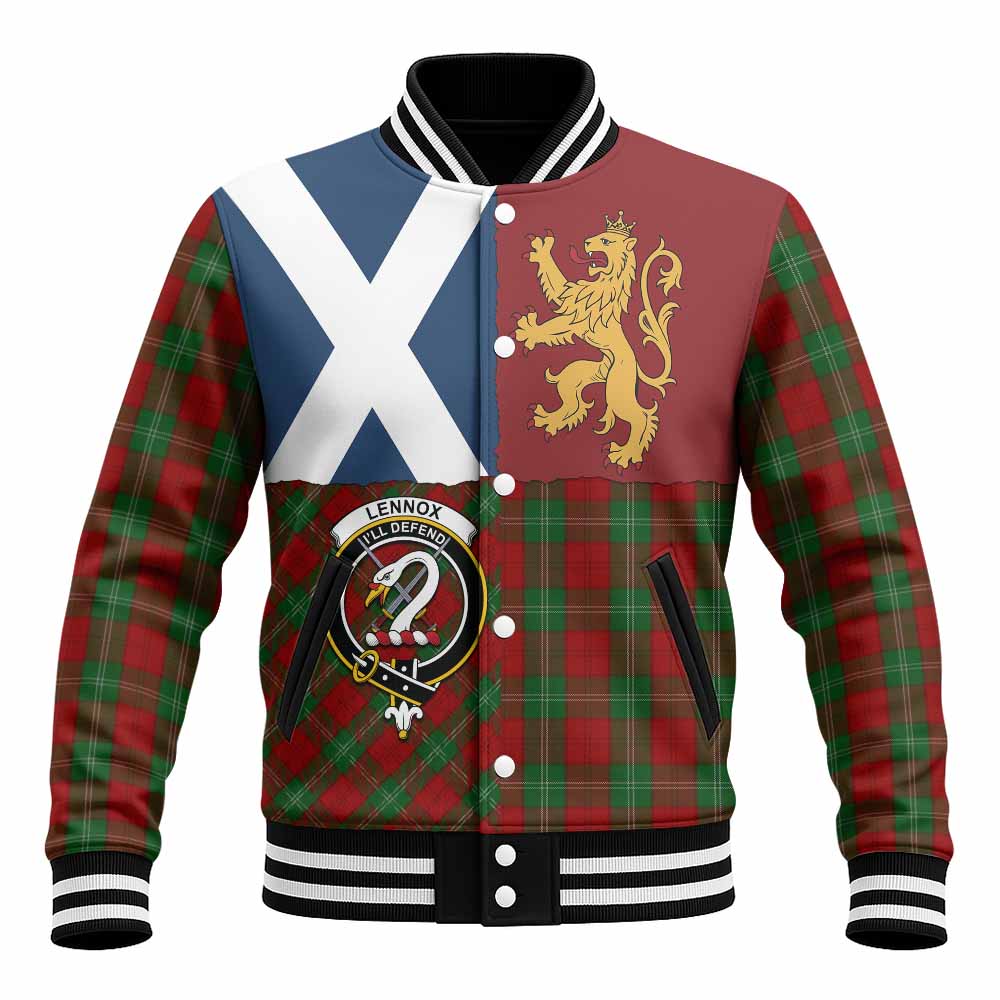 Lennox Crest Tartan Baseball Jacket with Lion Rampant Saltire Style