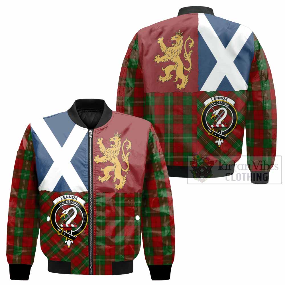 Lennox Crest Tartan Bomber Jacket with Lion Rampant Saltire Style