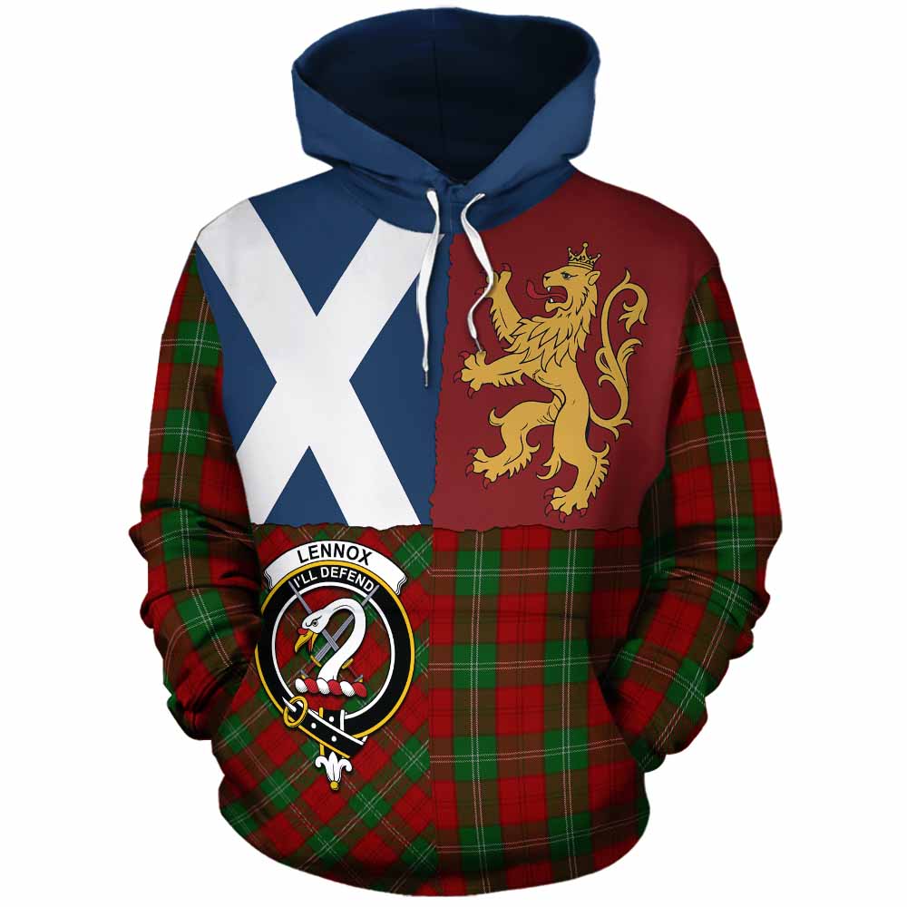 Lennox Crest Tartan Cotton Hoodie with Lion Rampant Saltire Style - Tartan Vibes Clothing