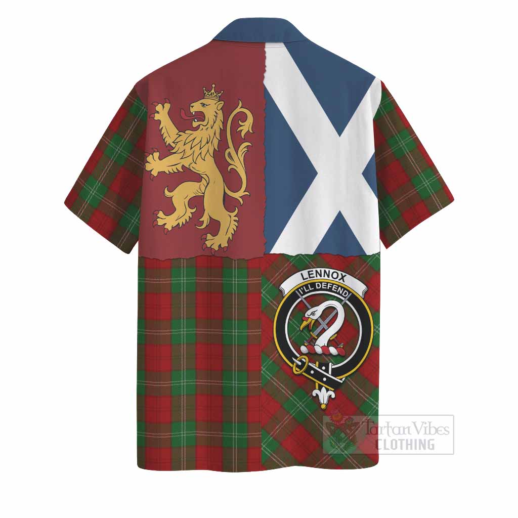 Lennox Crest Tartan Hawaiian Shirt with Lion Rampant Saltire Style